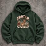Christmas Reindeer Hoodie, Vintage Christmas Hoodie, Winter Pullover - Image 4
