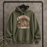 Christmas Reindeer Hoodie, Vintage Christmas Hoodie, Winter Pullover - Image 5