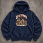 Christmas Reindeer Hoodie, Vintage Christmas Hoodie, Winter Pullover - Image 6