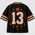 Halloween Skeleton Gamer Jersey, Pumpkin Graphic Sports Shirt - Image 3