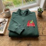 Embroidered Christmas Truck Quarter Zip Vintage Tree Tailgate Pullover - Image 3