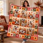 Dalmatian Autumn Quilt Blanket Fall Pumpkin Dog Lover Throw Bedding - Image 3