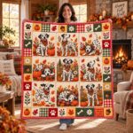 Dalmatian Autumn Quilt Blanket Fall Pumpkin Dog Lover Throw Bedding - Image 2
