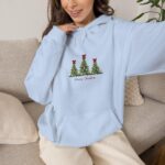 Merry Christmas Hoodie, Three Christmas Trees Hoodie, Unisex Holiday Hooded, Cute Xmas Pullover