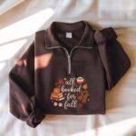 Embroidered All Booked For Fall Quarter Zip Sweatshirt, Bookish Fall Shirt, Fall Season Crewneck - Image 6