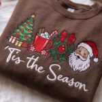 Embroidered Tis the Season Sweatshirt, Cozy Christmas Crewneck, Vintage Holiday Icons Sweater - Image 5