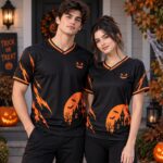Halloween Shirt, Pumpkin Shirt, Spooky Sports Jersey, Black Orange Jersey - Image 6