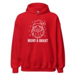 Merry and Bright Christmas Hoodie, Vintage Santa Hoodie