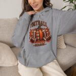 Football Season Pumpkin & Helmet Hoodie, Fall Tailgate Sweatshirt, Football Season Pullover - Image 5