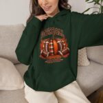 Football Season Pumpkin & Helmet Hoodie, Fall Tailgate Sweatshirt, Football Season Pullover - Image 4