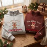 Embroidered Disneyland Gingerbread Quarter Zip Sweatshirt, Christmas Minnie Sweatshirt - Image 5