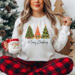 Merry Christmas Tree Light Sweatshirt, Merry Christmas Party Sweater, Christmas Tree Jumper - Image 4