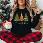 Merry Christmas Tree Light Sweatshirt, Merry Christmas Party Sweater, Christmas Tree Jumper - Image 6