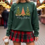 Merry Christmas Tree Light Sweatshirt, Merry Christmas Party Sweater, Christmas Tree Jumper - Image 5