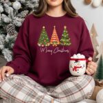 Merry Christmas Tree Light Sweatshirt, Merry Christmas Party Sweater, Christmas Tree Jumper - Image 2