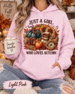 Just a Girl Who Loves Autumn Hoodie, Fall Sweatshirt, Cozy Thanksgiving Hoodie - Image 4
