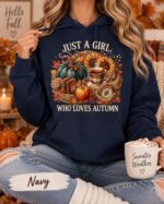 Just a Girl Who Loves Autumn Hoodie, Fall Sweatshirt, Cozy Thanksgiving Hoodie - Image 7