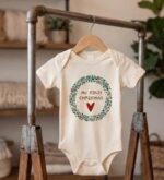 My First Christmas Baby Onesie, Holiday Wreath Infant Bodysuit, Boho Christmas Baby Outfit - Image 3