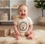 My First Christmas Baby Onesie, Holiday Wreath Infant Bodysuit, Boho Christmas Baby Outfit - Image 2