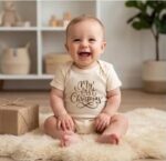 My First Christmas Baby Onesie, Retro Neutral Holiday Bodysuit, First Christmas Outfit, Minimalist Christmas Gift - Image 2