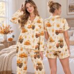 Pumpkin Pajama Set for Women, Fall Halloween Sleepwear - Image 4