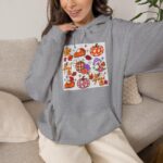 Retro Fall Doodles Hoodie, Unisex Heavy Blend Hooded Sweatshirt - Image 6