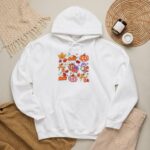 Retro Fall Doodles Hoodie, Unisex Heavy Blend Hooded Sweatshirt - Image 3