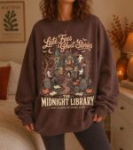 Vintage Halloween Sweatshirt, Haunted Midnight Library 90s Spooky Season Crewneck - Image 2