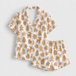 Christmas Gingerbread Pajamas Set, Gingerbread Man Pjs, Christmas Tree Sleepwear, Holiday Pajamas - Image 3