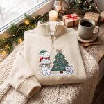 Embroidered Christmas Teeth Quarter Zip Sweatshirt, Dental Squad Sweatshirt - Image 5