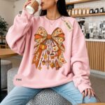 Coquette Preppy Fall Charms Bow Sweatshirt, Autumn Women Crewneck - Image 3