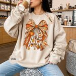 Coquette Preppy Fall Charms Bow Sweatshirt, Autumn Women Crewneck - Image 4
