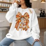 Coquette Preppy Fall Charms Bow Sweatshirt, Autumn Women Crewneck