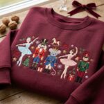 Nutcracker Ballet Embroidered Sweatshirt, Ballerina Mouse Christmas Crewneck