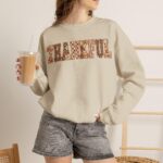 Thankful Sweatshirt, Thanksgiving Sweatshirt for Women, Vintage Floral Leopard Fall Crewneck - Image 2