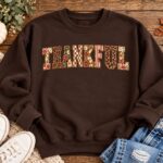 Thankful Sweatshirt, Thanksgiving Sweatshirt for Women, Vintage Floral Leopard Fall Crewneck