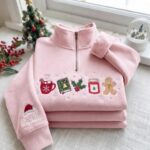 EMBROIDERED Cozy Christmas Sweatshirt, Christmas Quarter Zip, Hot Cocoa Gingerbread Shirt - Image 4