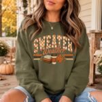 Retro sweater Weather Sweatshirt, Fall Coffee Lover Gift, Cute Fall Sweatshirt, Thankgiving Sweater - Image 7