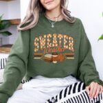 Retro sweater Weather Sweatshirt, Fall Coffee Lover Gift, Cute Fall Sweatshirt, Thankgiving Sweater - Image 6