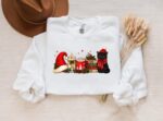 Cat Book Christmas Sweatshirt, Funny Characters Christmas Sweater, Xmas Hot Cocoa Holiday Crewneck - Image 2