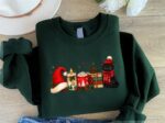 Cat Book Christmas Sweatshirt, Funny Characters Christmas Sweater, Xmas Hot Cocoa Holiday Crewneck - Image 4