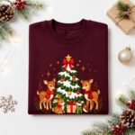 Woodland Animals Christmas Sweatshirt, Cute Deer Reindeer Tree Jumper, Festive Forest Xmas Top - Image 5