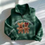 Embroidered Gingerbread Bakery Quarter Zip Sweatshirt, Christmas Bakery Sweatshirt, Holiday Baking Sweatshirt - Image 7