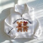 Embroidered Gingerbread Bakery Quarter Zip Sweatshirt, Christmas Bakery Sweatshirt, Holiday Baking Sweatshirt - Image 5