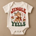 Funny Christmas Baby Bodysuit, Baby Christmas Outfit, Vintage Reindeer Bodysuit - Image 4