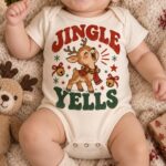 Funny Christmas Baby Bodysuit, Baby Christmas Outfit, Vintage Reindeer Bodysuit