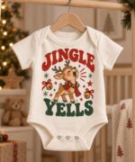 Funny Christmas Baby Bodysuit, Baby Christmas Outfit, Vintage Reindeer Bodysuit - Image 3