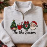 Embroidered Tis the season Quarter Zip, Christmas Quarter Zip Sweatshirt