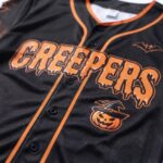 Halloween Baseball Jersey Black Orange Spooky Creepers Jersey Gothic Halloween Shirt - Image 2