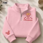 Embroidered Merry Christmas Quarter Zip Sweatshirt, Mickey Sweatshirt - Image 6